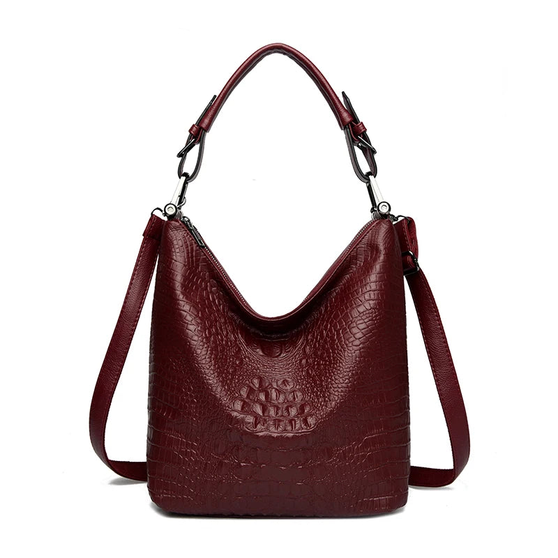 Crocodile Pattern Hobo Bag for Women – Leather Shoulder Crossbody