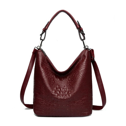 Crocodile Pattern Hobo Bag for Women – Leather Shoulder Crossbody
