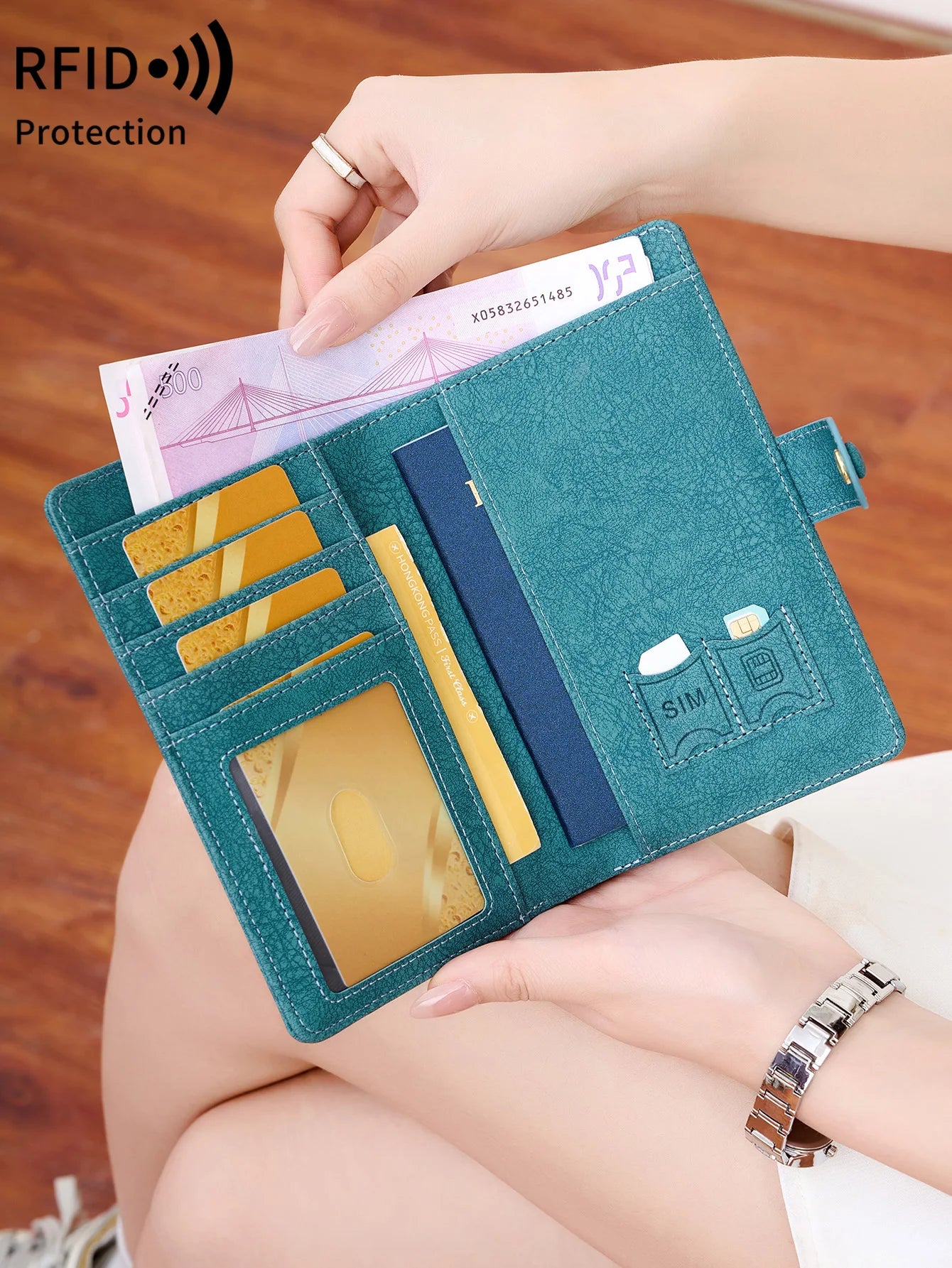 RFID Passport Wallet – Multifunctional Travel Holder with Airplane Design