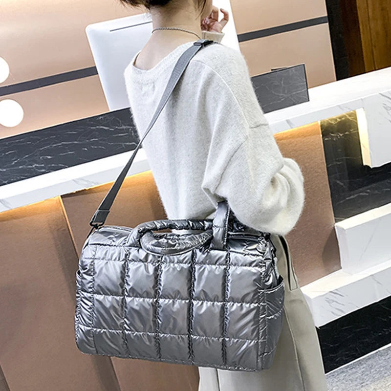 Quilted Puffer Tote Bag – Women's Nylon Crossbody Shoulder Bag
