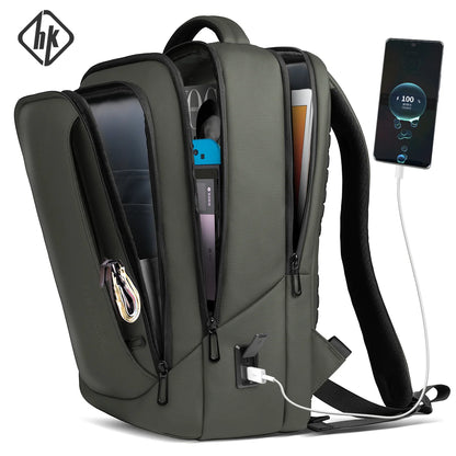 Laptop Backpack for Men, Waterproof Travel Bag with USB Charging Port