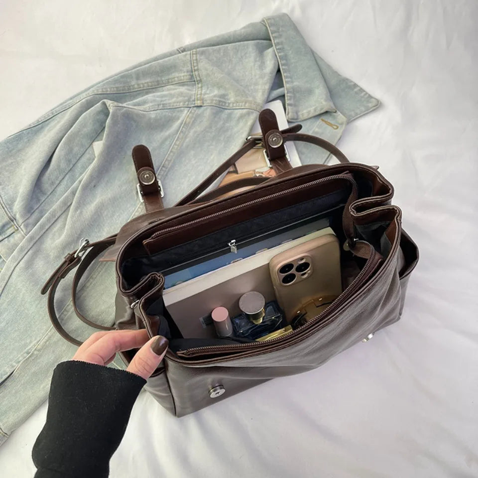 Leather Women's Backpack – Vintage College Style Shoulder Bag