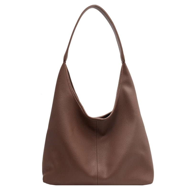 Large Capacity Leather Tote Shoulder Bag – 2-in-1 Shopper Set