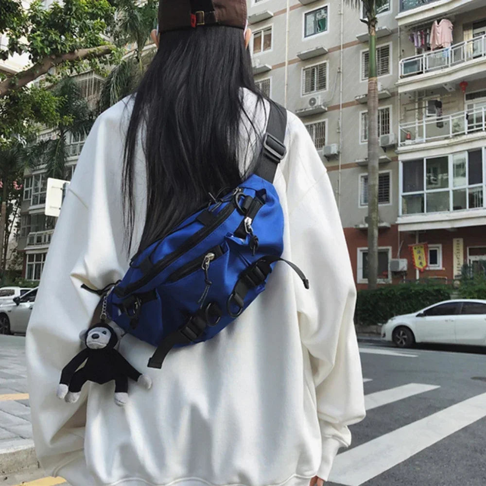 Techwear Crossbody Chest Bag – Punk Hip Hop Shoulder Bag for Men & Women