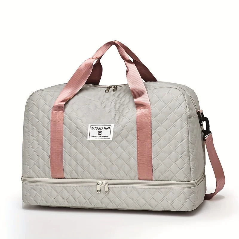 Large Capacity Nylon Travel Duffel Bag with Shoe Compartment