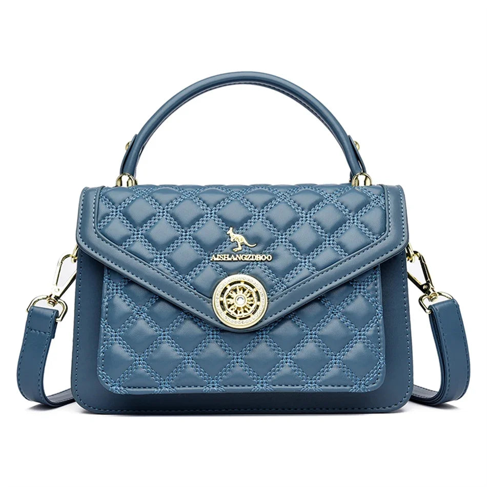 Quilted Crossbody Bag for Women – 3-Layer Leather Handbag