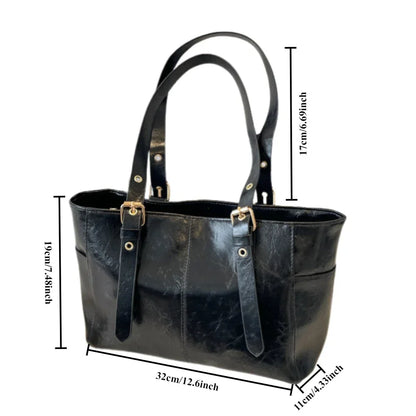 PU Leather Tote Bag Retro Large Capacity Women's Shoulder Bag