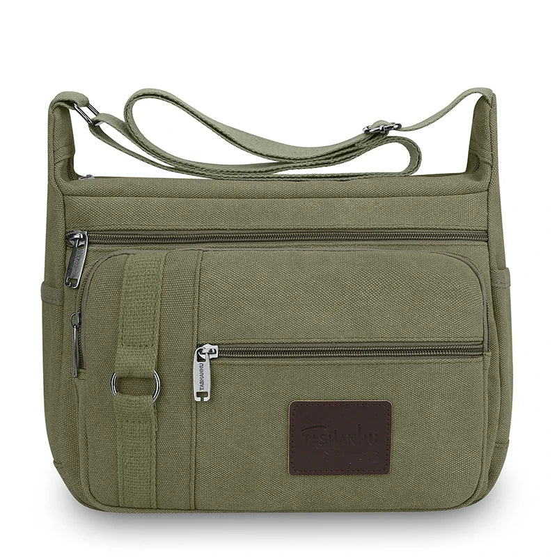 Canvas Crossbody Bag – Multi-Pocket Shoulder Bag for Men & Women