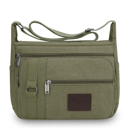 Canvas Crossbody Bag – Multi-Pocket Shoulder Bag for Men & Women