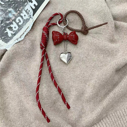 Cute Bag Charm Keychain with Mini Purse, Bow & Eiffel Tower Pendant