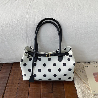 Polka Dot Tote Bag with Belt Strap – Korean Style Commuter Bag