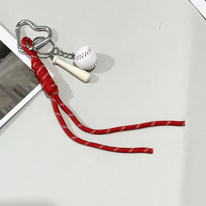 Baseball Bag Charm Keychain – Mini Ball & Bat Rope Pendant