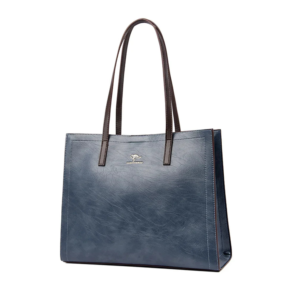 Large Capacity Leather Tote Shoulder Bag for Women