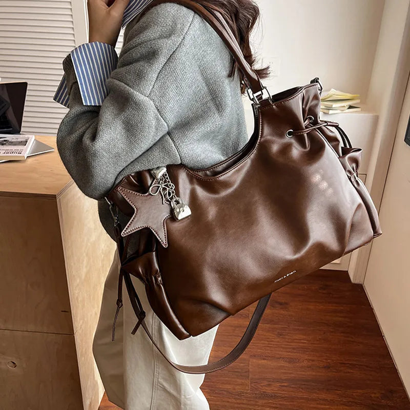 Large Capacity Tote Bag – Retro Crossbody Shoulder Bag