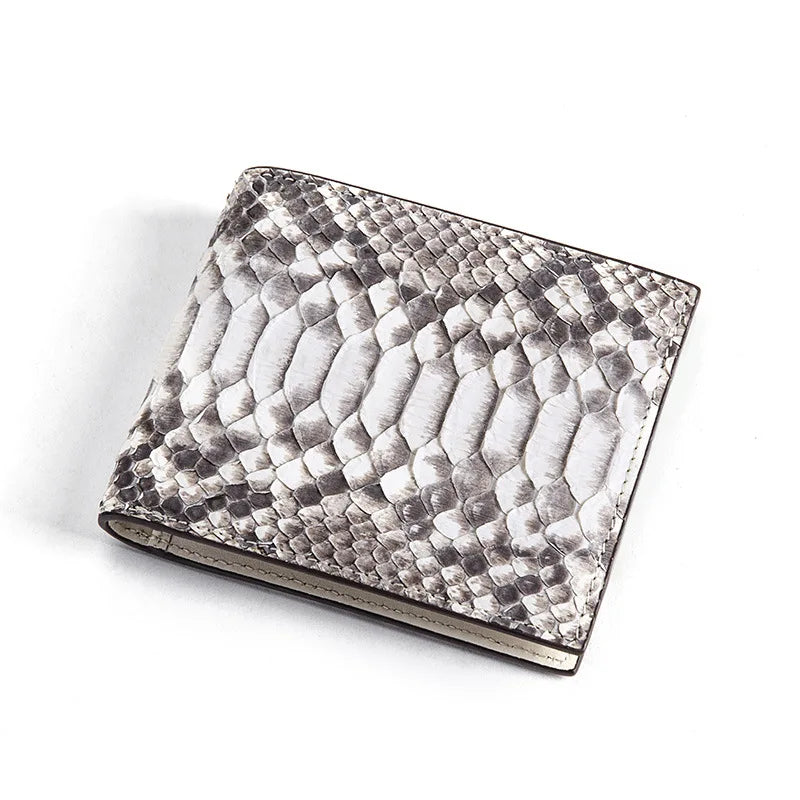 Python Skin Genuine Leather Bifold Wallet – Multi Card Slots