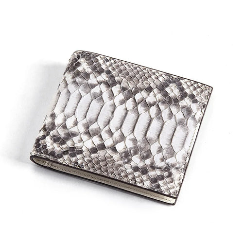 Python Skin Genuine Leather Bifold Wallet – Multi Card Slots