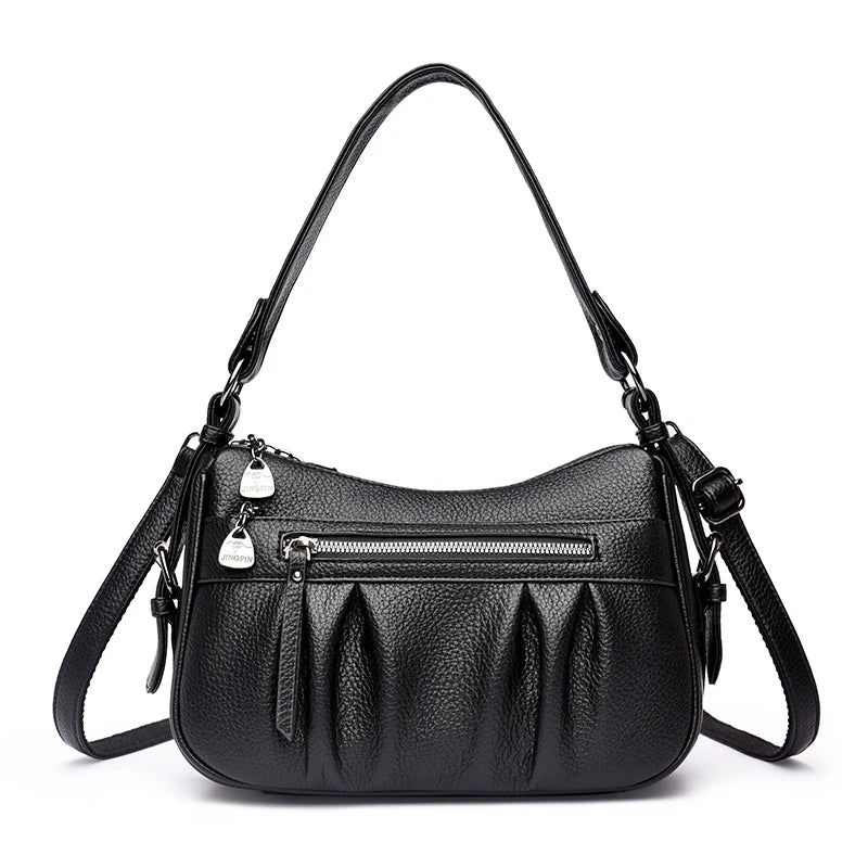 Women's PU Leather Tote Bag – 2-Layer Crossbody & Top-Handle Handbag