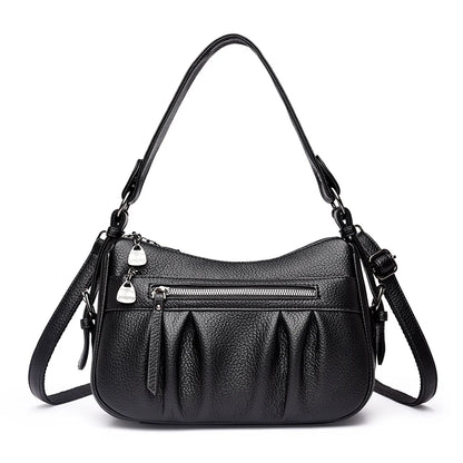 Women's PU Leather Tote Bag – 2-Layer Crossbody & Top-Handle Handbag