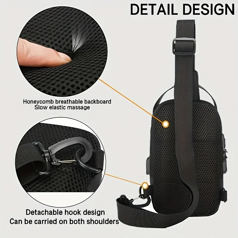 Men's Oxford Crossbody Sling Bag – Anti-Theft Chest Pack