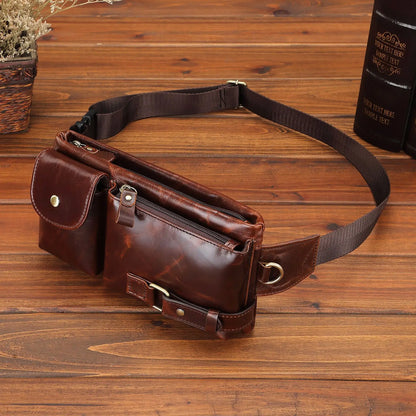 Genuine Leather Waist Bag for Men – Multi-Pocket Belt & Chest Pack