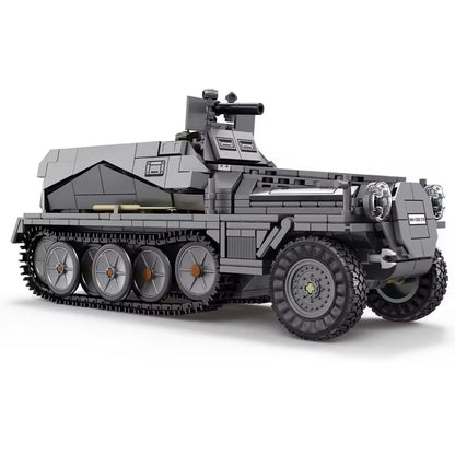 WWII Half-Track Armored Vehicle Building Blocks Set – Military MOC Brick Model