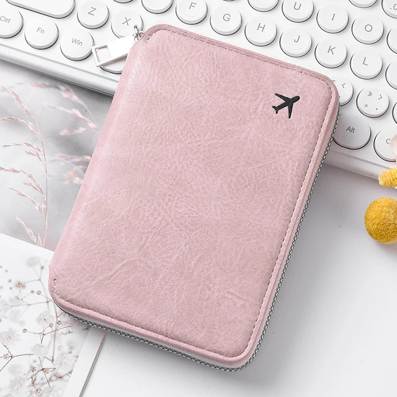 Zippered Passport Holder & Travel Card Organizer Wallet