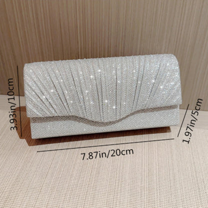 Glitter Evening Clutch Bag – Women's Elegant Chain Shoulder Purse