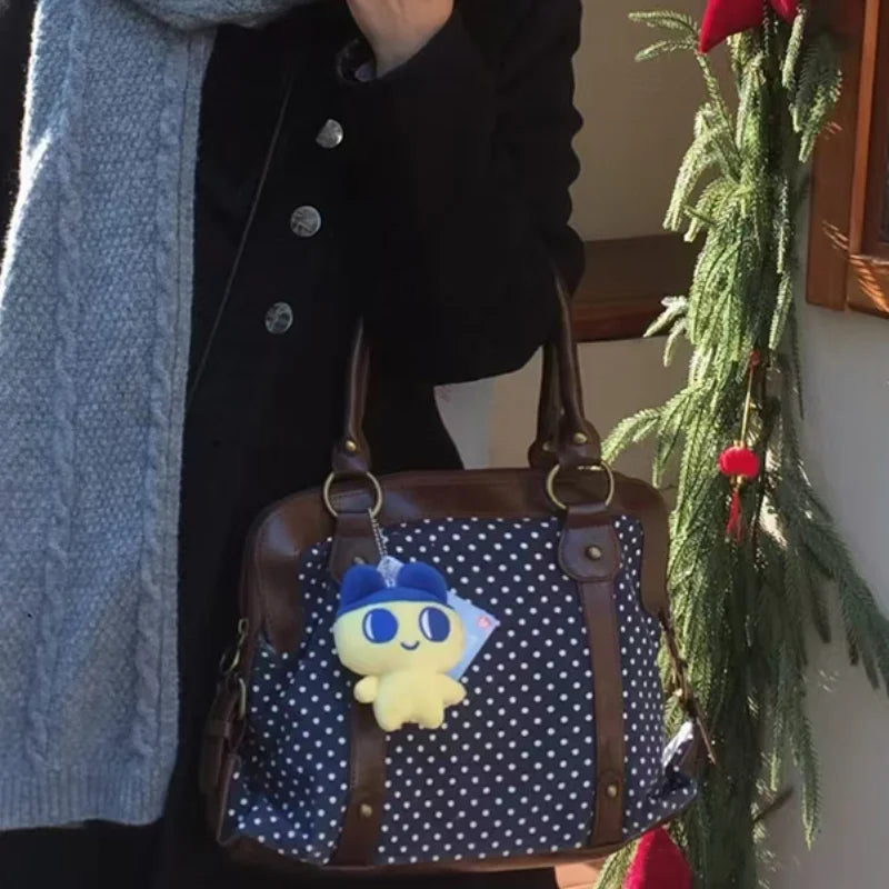 Polka Dot Tote Bag – Vintage Preppy Large Capacity Women's Handbag