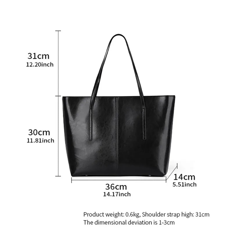 Large Capacity Vintage Leather Tote Bag for Women