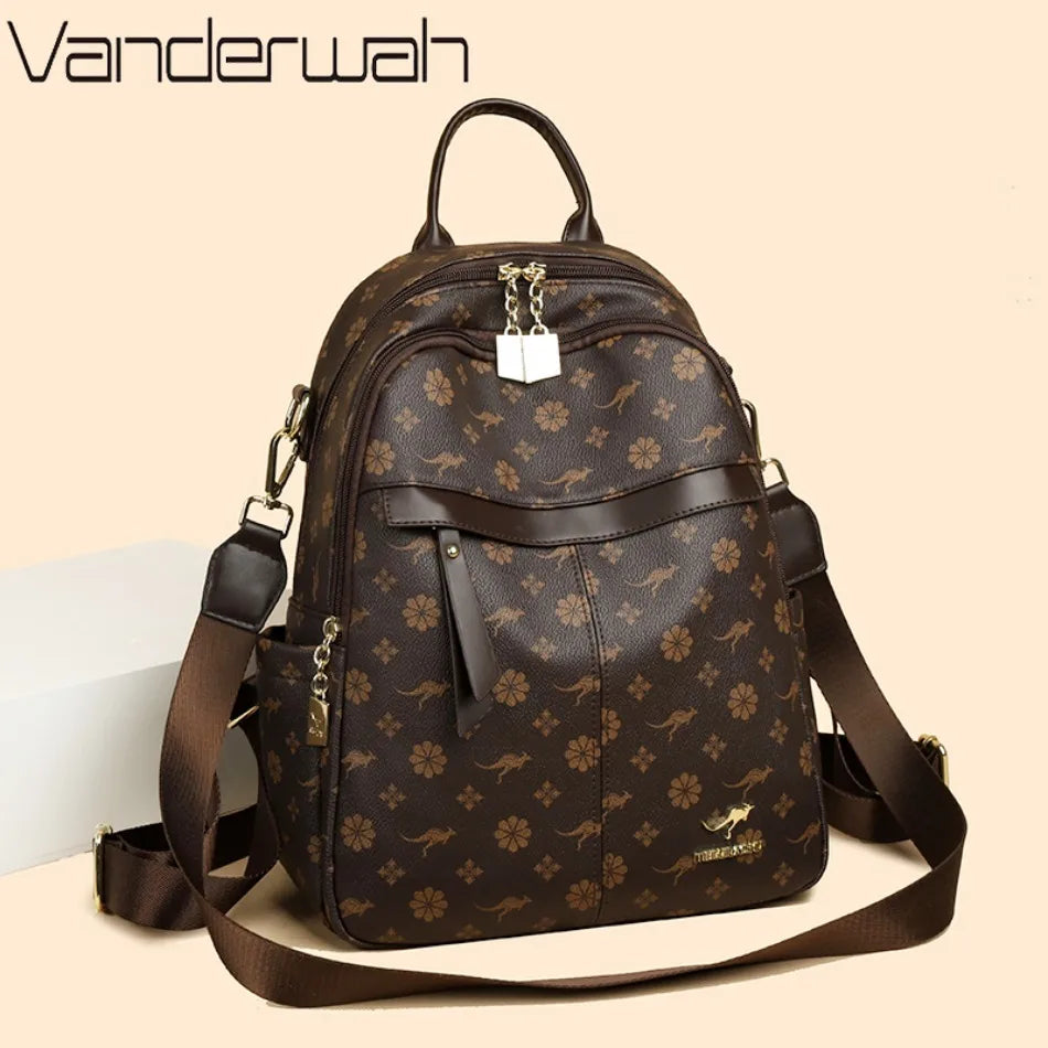 Leather Travel Backpack for Women – Large Capacity Luxury Shoulder Bag