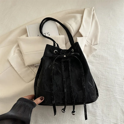 Drawstring Bucket Bag – Women's Korean Crossbody Handbag
