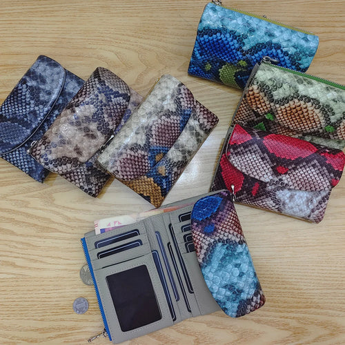 Python Pattern Leather Short Wallet for Women