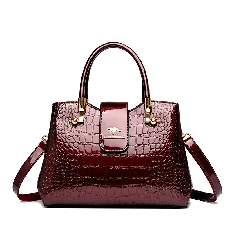 Patent Leather Crocodile Tote Handbag for Women