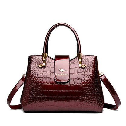 Patent Leather Crocodile Tote Handbag for Women
