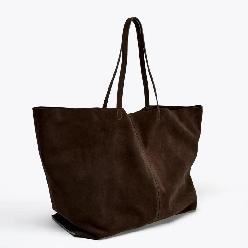 Vintage Leather Tote Bag – Large Capacity Shoulder Handbag for Women