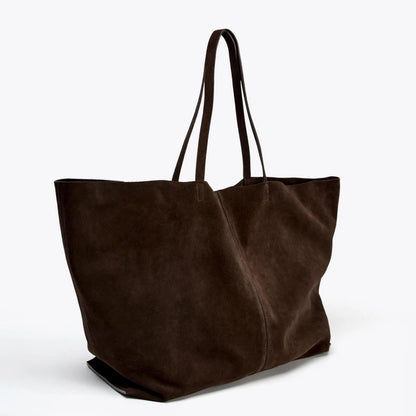 Vintage Leather Tote Bag – Large Capacity Shoulder Handbag for Women