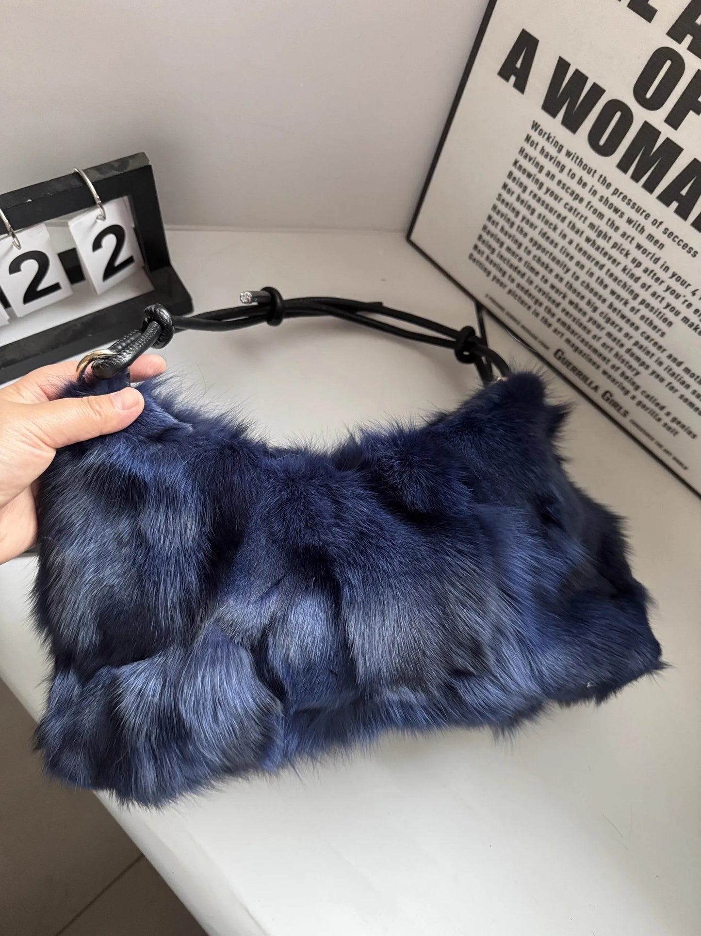 Luxury Europe America Women Real Fox Fur Bag Messenger Chain Shoulder Ladies Tote Handbag Crossbody