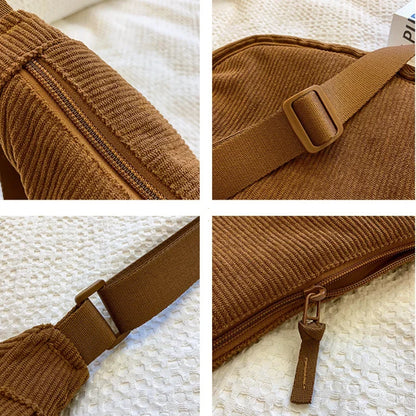 Corduroy Hobo Shoulder Bag for Women – Casual Crossbody Purse