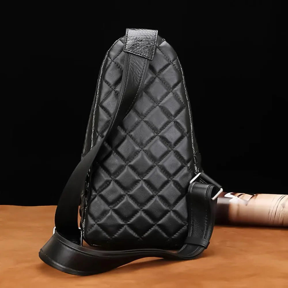 Crocodile Leather Men's Sling Bag – Business Crossbody