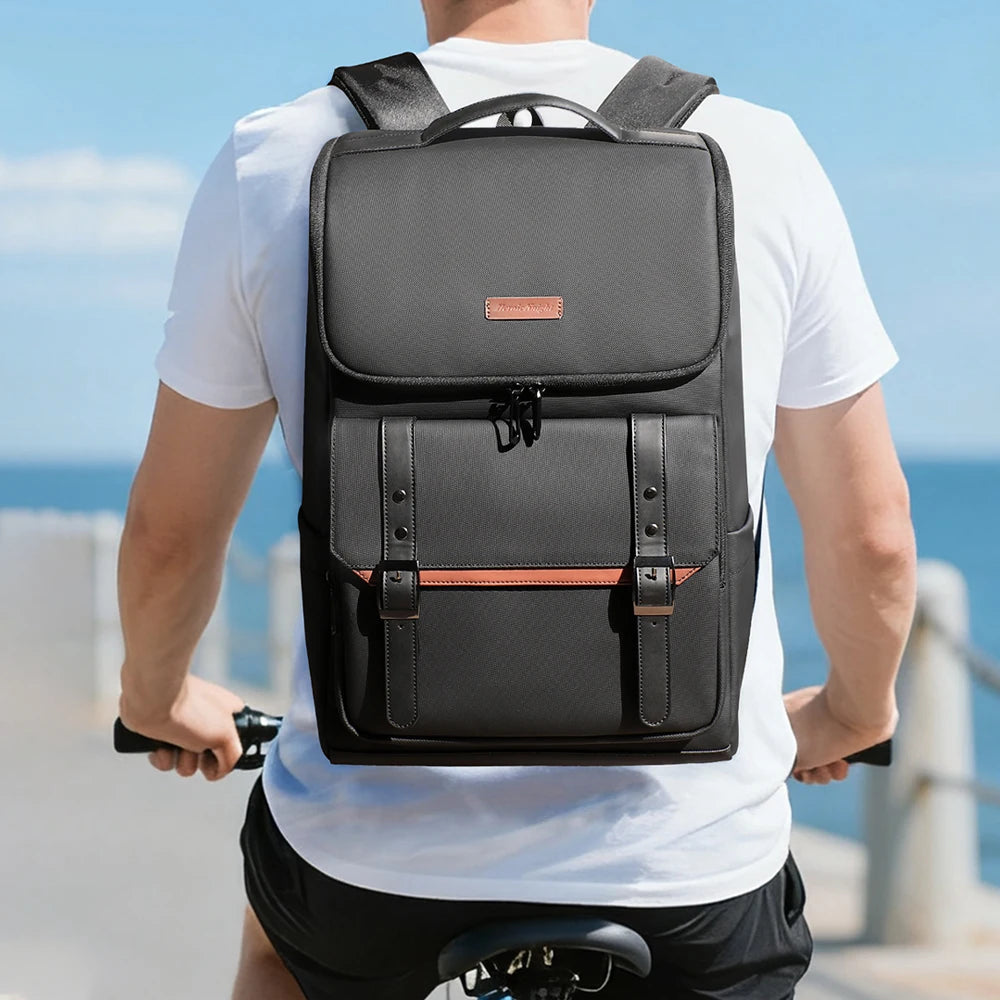Vintage 17.3" Laptop Backpack for Men – Anti-Theft Business Bag
