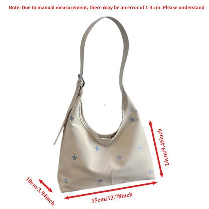 Star Embroidered Hobo Bag – Large Capacity Women's Shoulder Tote