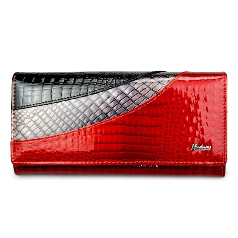 Women's Alligator Leather Long Wallet – Multi-Color Hasp Purse