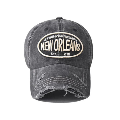 Vintage New Orleans Embroidered Baseball Cap – Unisex Distressed Snapback Hat