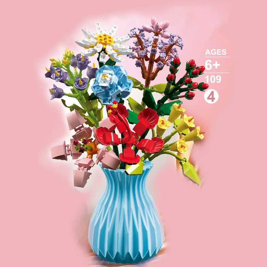 Flower Bouquet Building Blocks Set – DIY Botanical Floral Arrangement