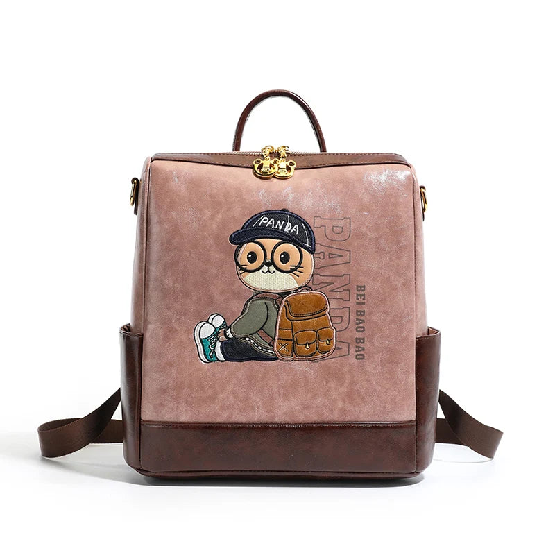 3-in-1 Women's Backpack – Cute Cartoon Collegiate Style Shoulder Bag