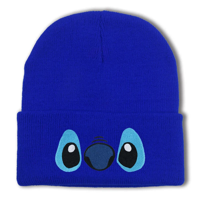 Unisex Cartoon Embroidered Big Eye Beanies Casual Hats Knitted Winter Warm Hat Hip Hop Skull Bonnet