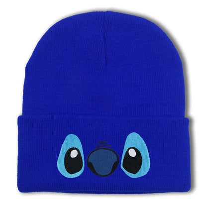 Unisex Cartoon Embroidered Big Eye Beanies Casual Hats Knitted Winter Warm Hat Hip Hop Skull Bonnet