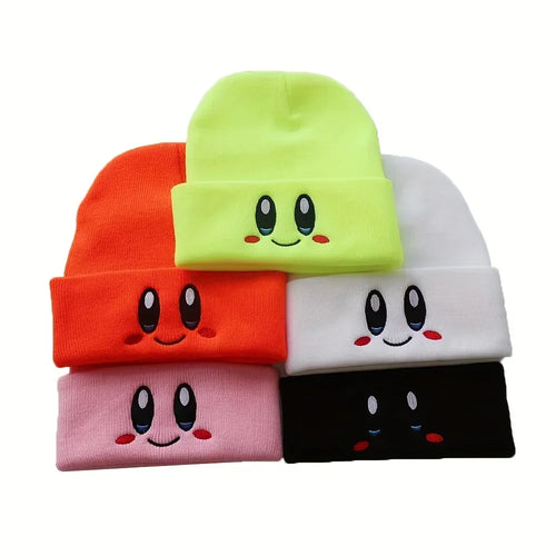 Unisex Cartoon Embroidered Big Eye Beanies Casual Hats Knitted Winter Warm Hat Hip Hop Skull Bonnet