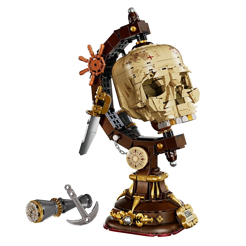 MOC Pirate Skull Globe Building Blocks – Creative Model Kit