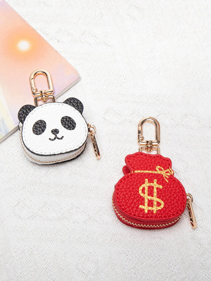 Cute Panda Coin Purse Keychain – Mini PU Leather Zipper Pouch